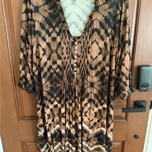 Elegant Women's Brown and Black Tunic